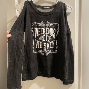 long sleeve off the shoulder tee